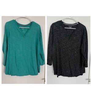 BUNDLE OF 2 Express Men’s Henley Shirts - Teal & Grey Size L